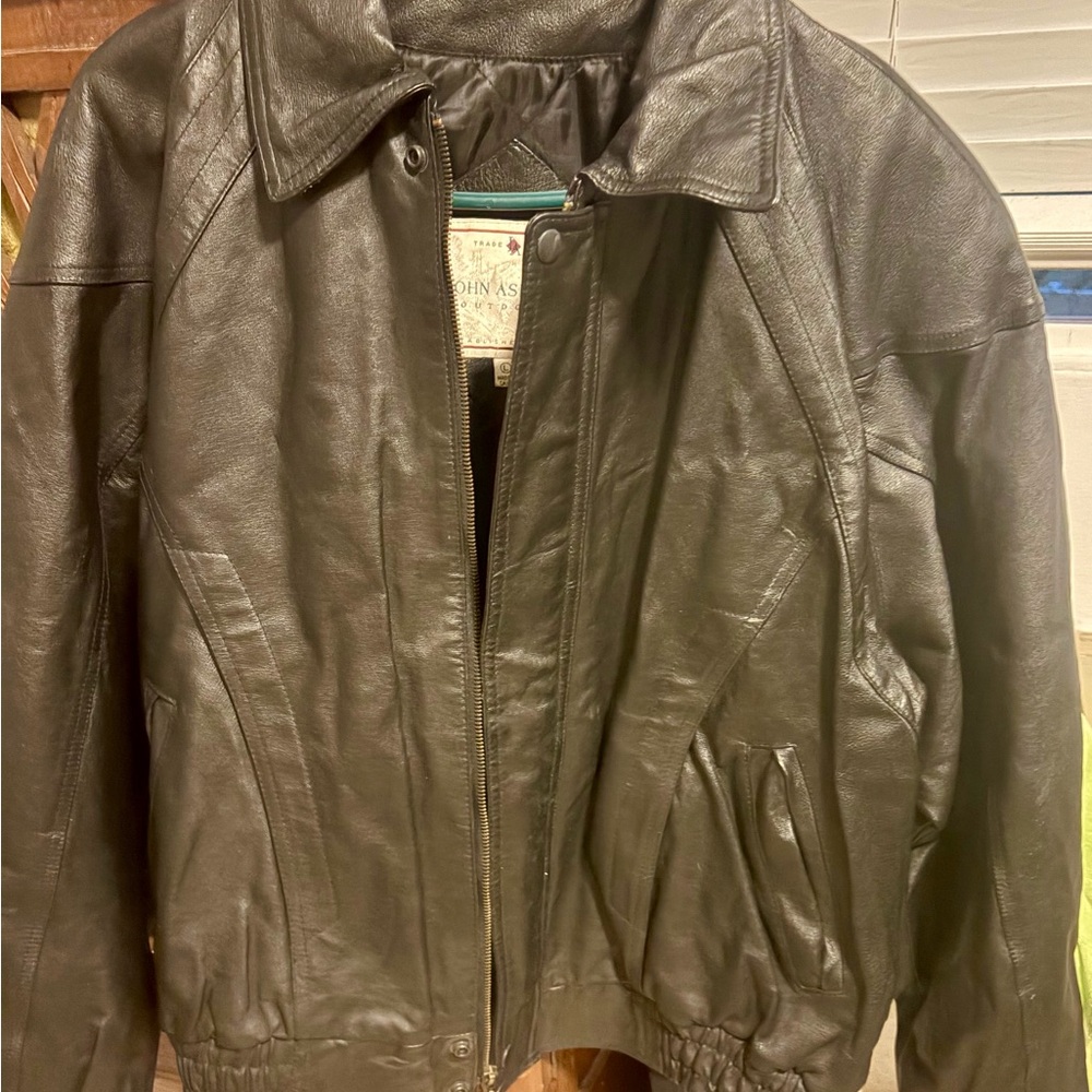 John Ashford Black Leather Bomber Jacket